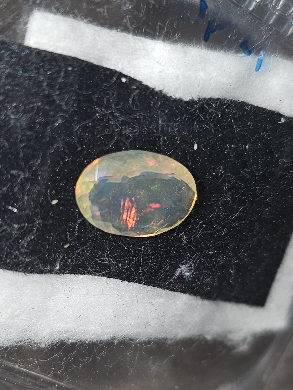 Natural Ethiopian Opal Faceted Welo Fire Play Of Color Oval - 1.46